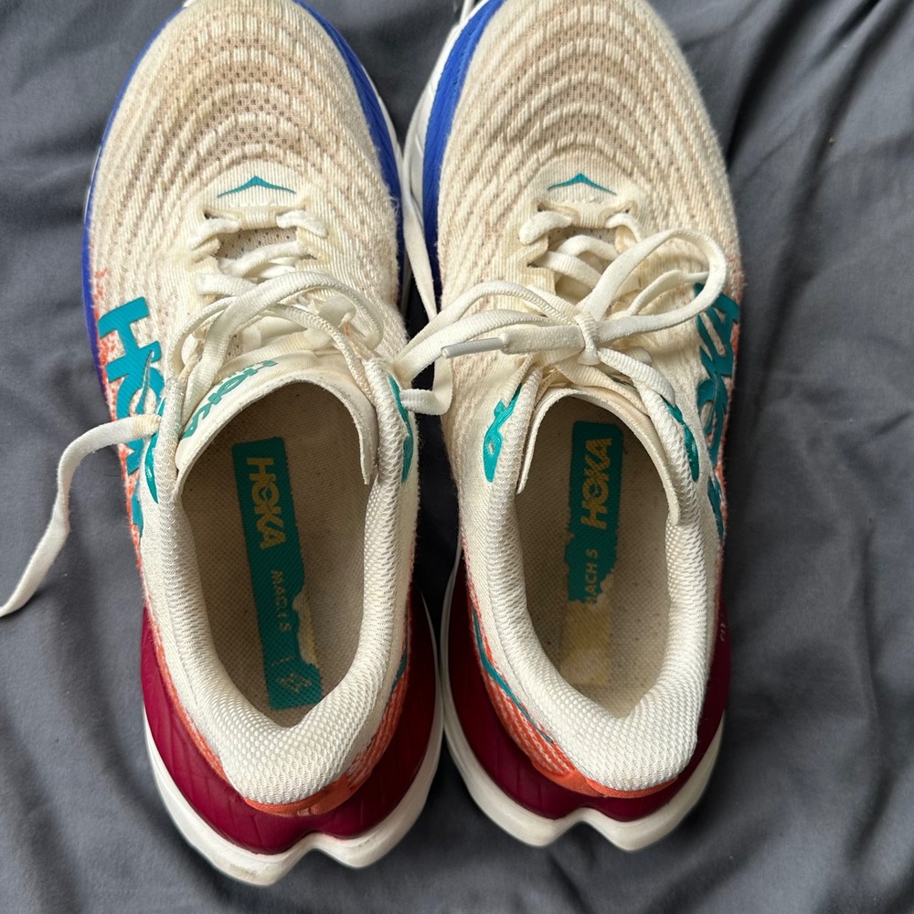 Hoka Mach 5 Womens Running Shoes White Orange Blue 1127894 Size 6B - Picture 6 of 11